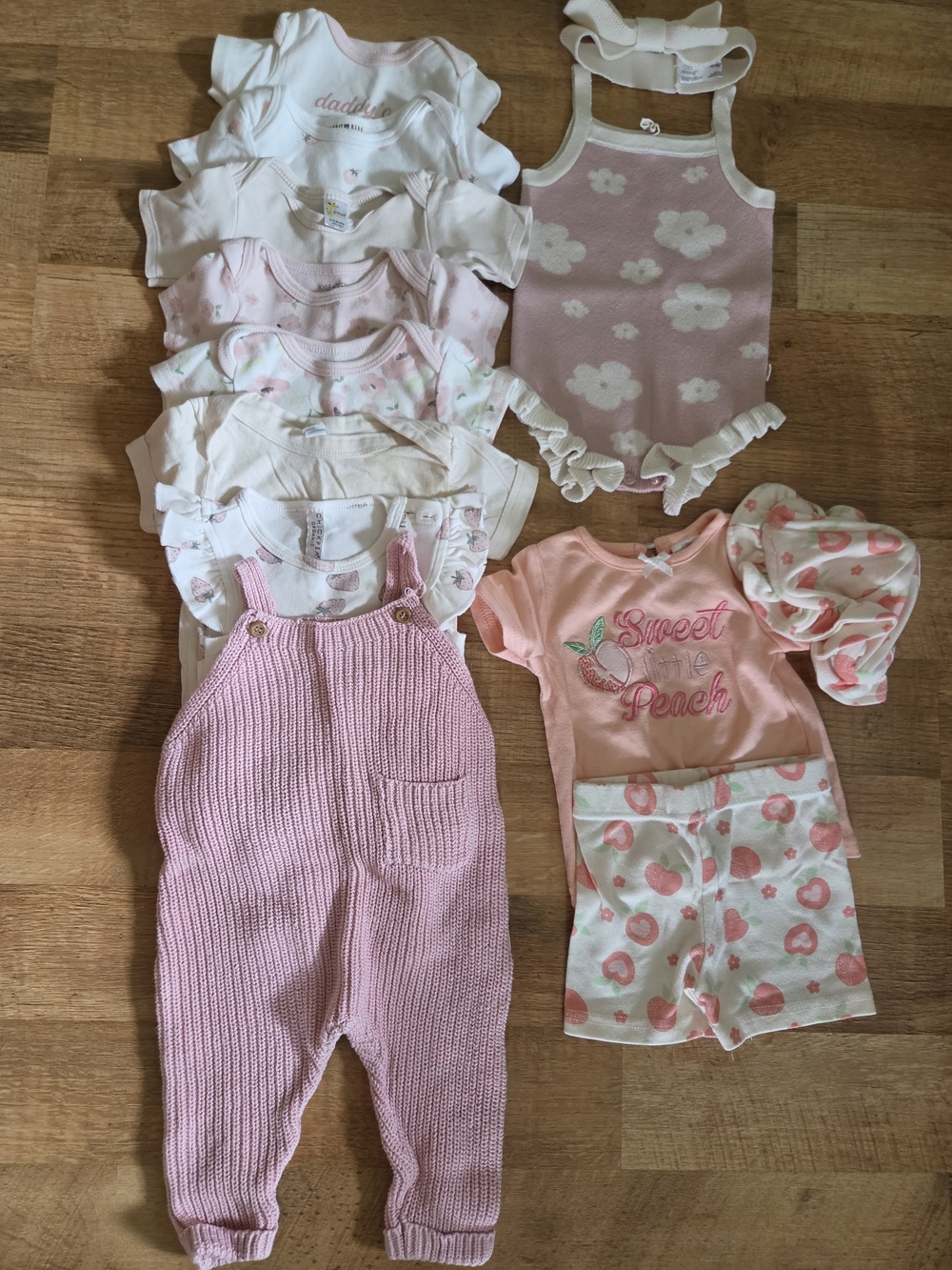 Baby Girl Onesie And Romper Lot Pink Peach 13 pcs